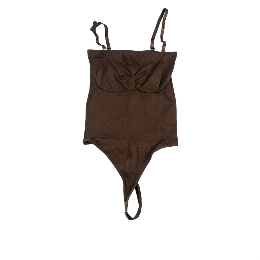 Brown Shaping Bodysuit Thong Adjustable Straps L NWOT